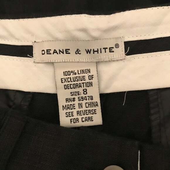 Deane & White Women's Black 100% Linen Embroidered Flip Flop Capri Pants Size 8 - Picture 5 of 7